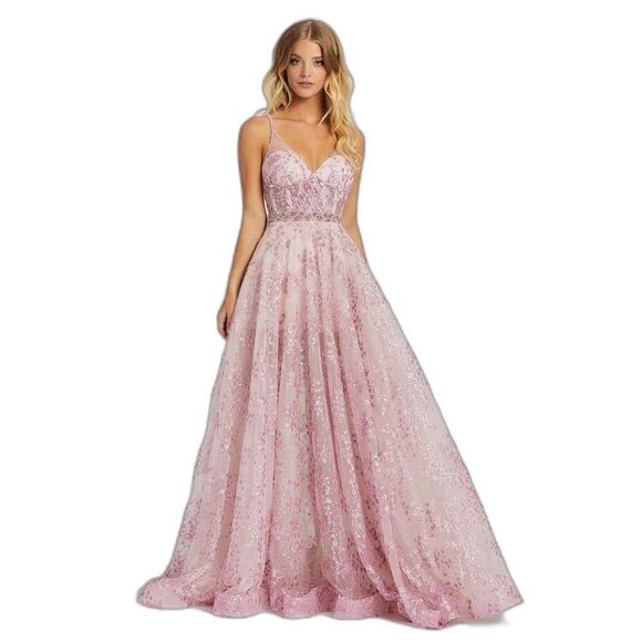 Mac Duggal 67264M Corset Bodice Sequin Dress in pink long sparkly gown size 4 - Picture 1 of 12